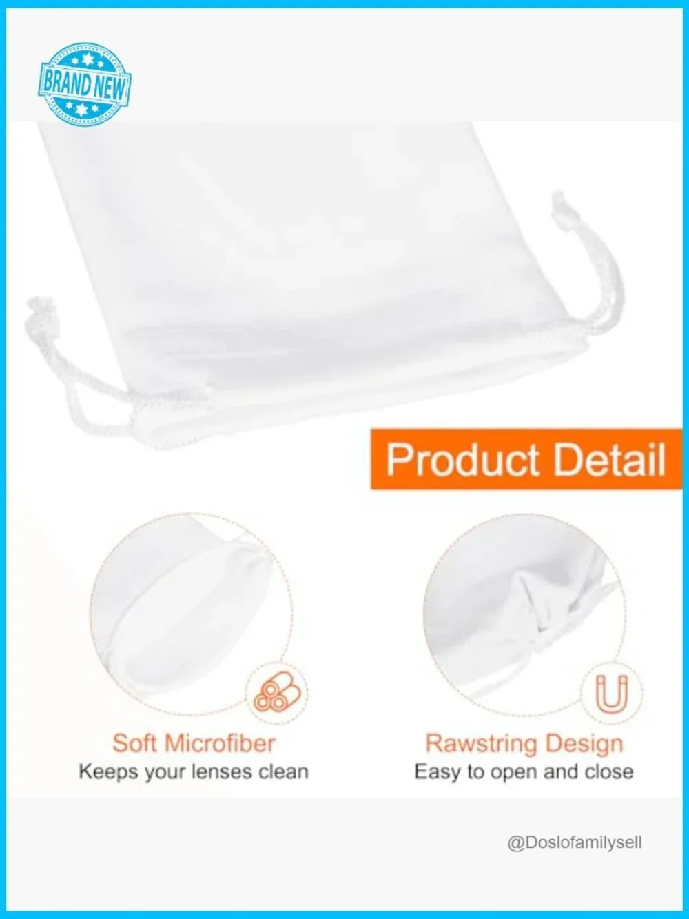 Microfiber Drawstring Eyeglass Pouch Set Portable Storage for Sunglasses Jewelry